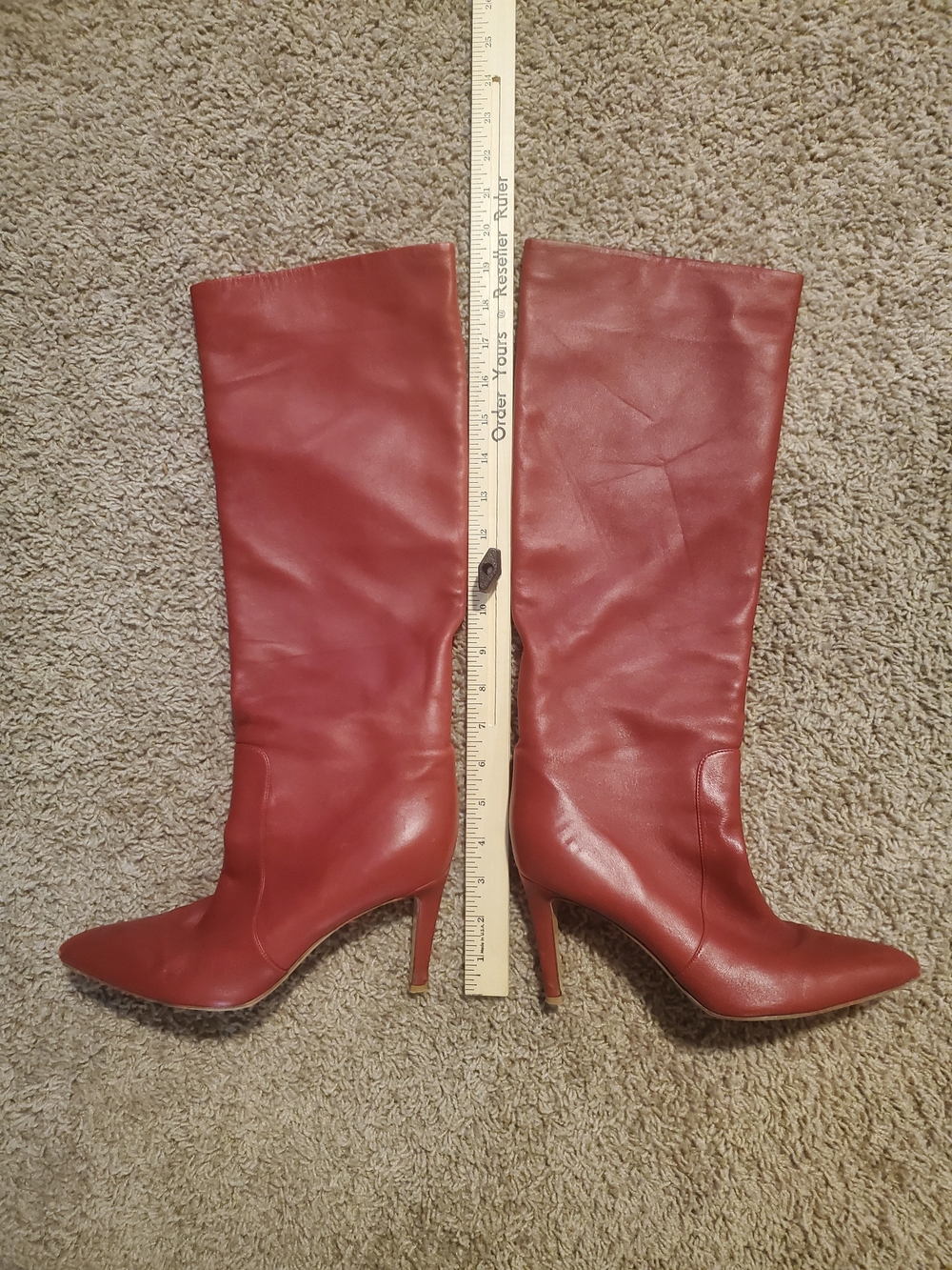 Gianvito Rossi Red Leather Knee-High Stiletto Boots EU 39 Made in Italy - Picture 3 of 10